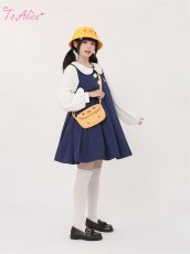 画像8: 【ToAlice】C8085ことり幼稚園長袖ボックスプリーツワンピース (8)