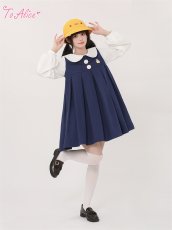 画像7: 【ToAlice】C8085ことり幼稚園長袖ボックスプリーツワンピース (7)