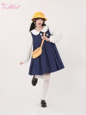 画像6: 【ToAlice】C8085ことり幼稚園長袖ボックスプリーツワンピース (6)