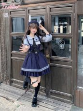 画像3: 【ToAlice】C8090レイヤード風長袖ポリスワンピース (3)