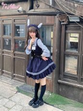 画像2: 【ToAlice】C8090レイヤード風長袖ポリスワンピース (2)