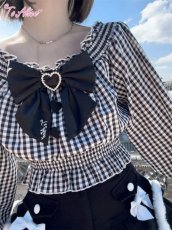 画像6: 【ToAlice】C8110オフショルギンガムチェックトップス【本店・通販限定】【30％OFF】 (6)