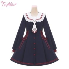画像1: 【ToAlice】C8325マリンスピンドルセーラーワンピース【30%OFF】 (1)