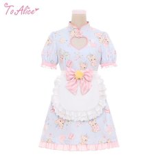 画像5: 【ToAlice】C8347ゆめかわくまハートくり抜きチャイナワンピース【30％OFF】 (5)
