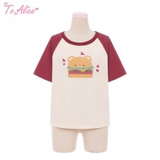 画像1: 【ToAlice】C8370  Bear's Hamburger Shop Tシャツ (1)