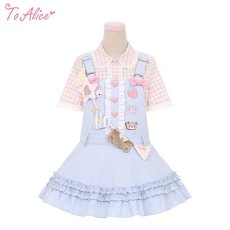 画像2: 【ToAlice】C8384ゆめかわBUNNYギンガムチェックブラウス【30％OFF】 (2)