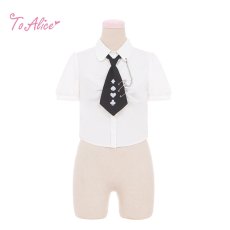 画像1: 【ToAlice】C8431ネクタイ付き半袖シャツブラウス【30％OFF】 (1)