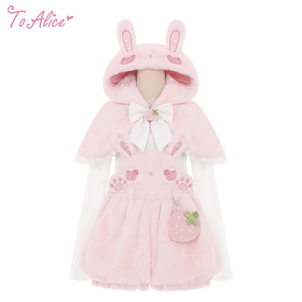 To Alice】C8501ラブリーラビットもこもこサロペットパンツ - To Alice