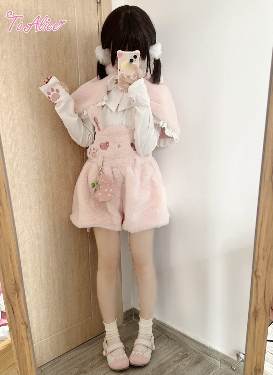 画像11: 【ToAlice】C8502ラブリーもこもこいちごリボンケープ (11)