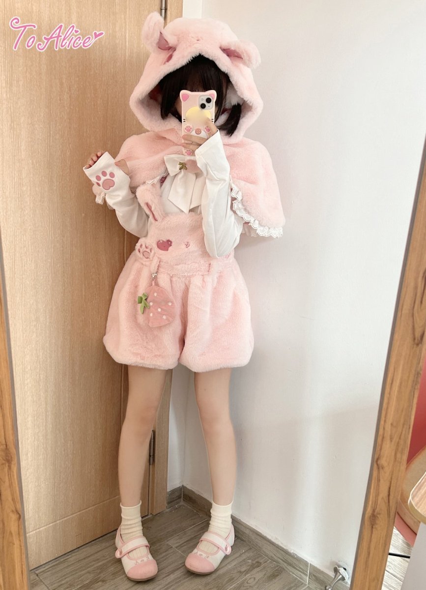 画像18: 【ToAlice】C8502ラブリーもこもこいちごリボンケープ (18)