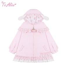 画像1: 【To Alice】C8533 たれ耳フード付きいちごパーカー (1)