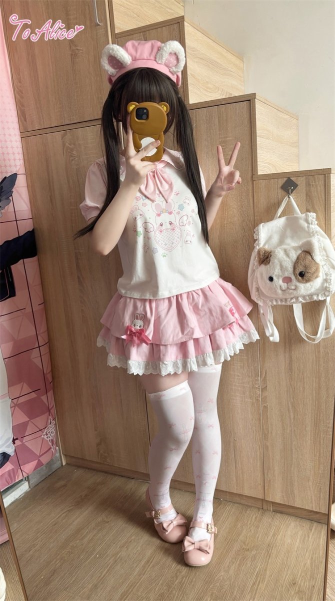 画像15: 【ToAlice】C8538ゆめかわうさぎ刺繍入りスカパン (15)