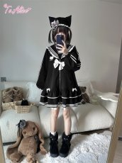 画像4: 【Last one】【ToAlice】C8586ねこ×セーラージャージワンピース (4)