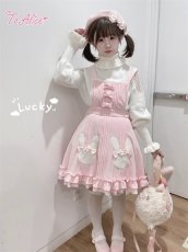 画像6: 【ToAlice】C8614うさちゃんモチーフあったかサロペットスカート【30%OFF】 (6)