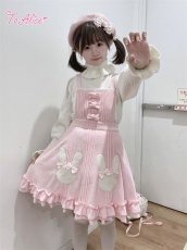 画像7: 【ToAlice】C8614うさちゃんモチーフあったかサロペットスカート【30%OFF】 (7)