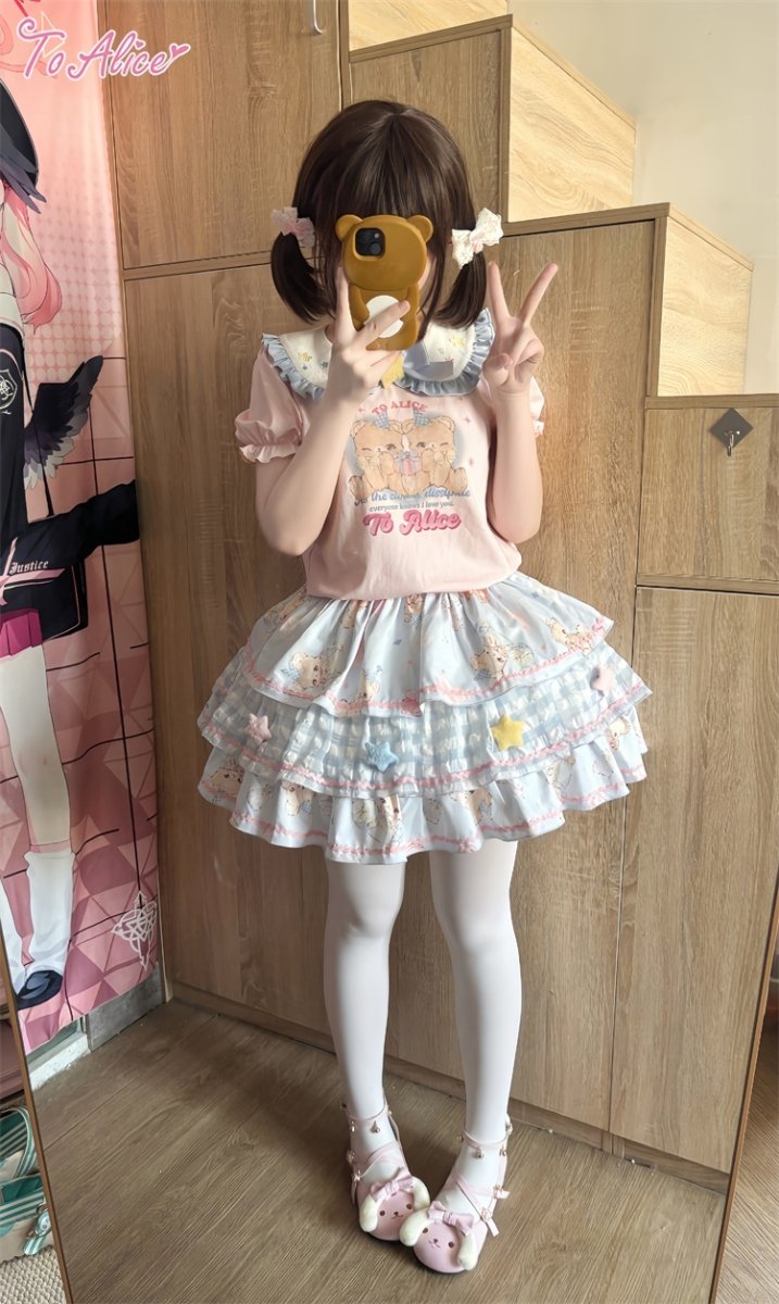 画像11: 【ToAlice】C8641ゆめかわくまフリルカラーTシャツ (11)