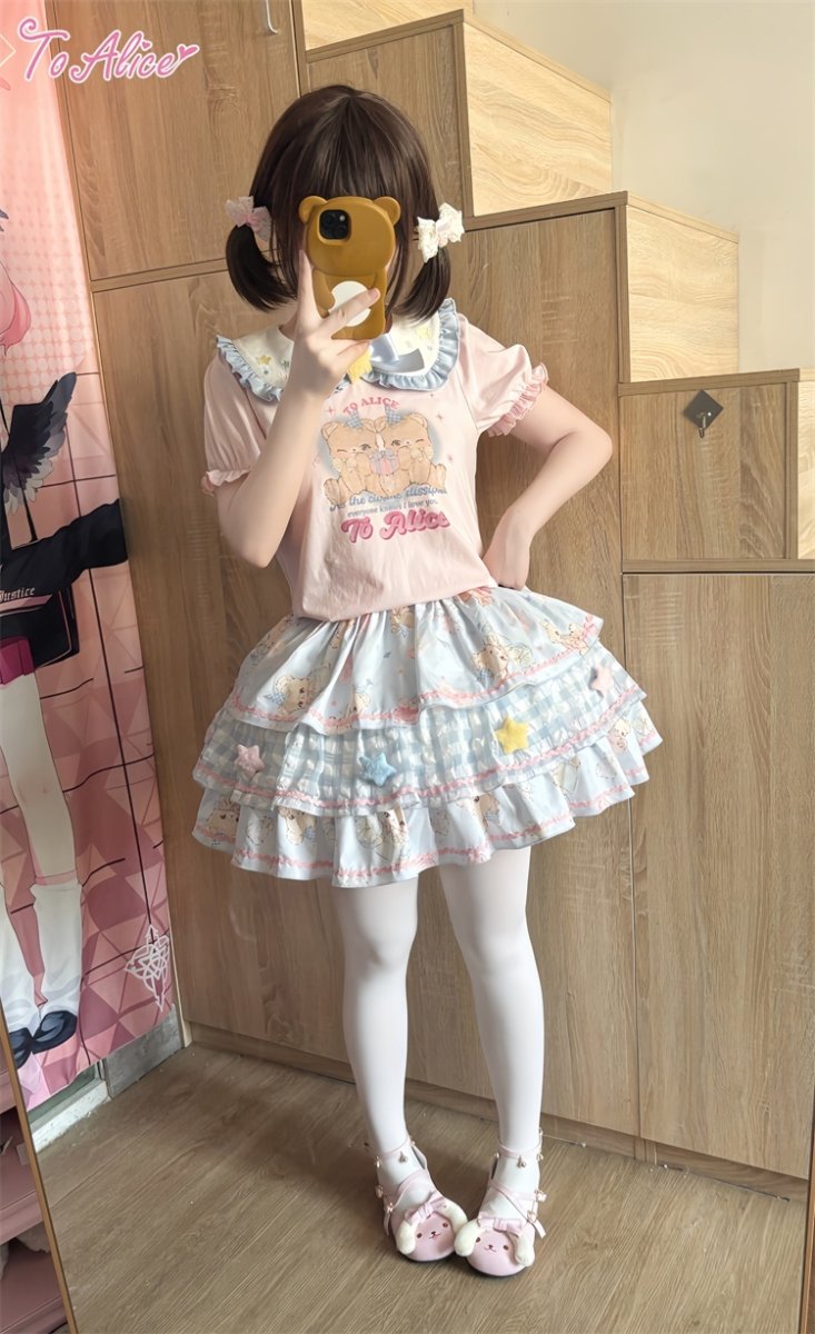 画像15: 【ToAlice】C8641ゆめかわくまフリルカラーTシャツ (15)