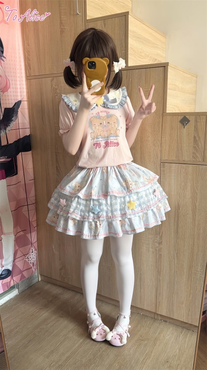 画像14: 【ToAlice】C8641ゆめかわくまフリルカラーTシャツ (14)