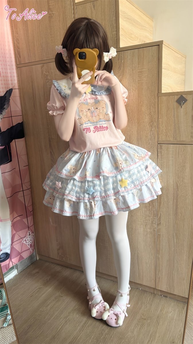 画像13: 【ToAlice】C8641ゆめかわくまフリルカラーTシャツ (13)