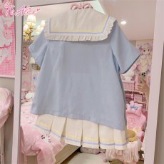 画像2: 【ToAlice】 C8648夢うさぎ半袖セーラートップス (2)