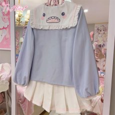 画像3: 【送料無料】C8650サメちゃん刺繡プリーツスカート《予約受付》 (3)