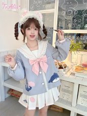 画像4: 【送料無料】C8650サメちゃん刺繡プリーツスカート《予約受付》 (4)