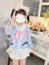 画像7: 【送料無料】C8650サメちゃん刺繡プリーツスカート《予約受付》 (7)