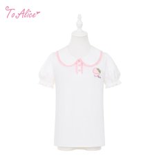 画像1: 【Last one】【ToAlice】C8658いちご刺繡丸襟トップス【本店・通販限定】 (1)