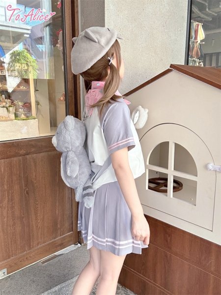 Last one】【ToAlice】C8681ダブルライン入りプリーツスカート - To Alice