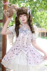 画像2: 【ToAlice】C8686紫陽花兎総柄オフショルワンピース (2)