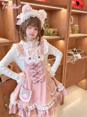 画像2: 【送料無料】C8712 いちごラビットサロペットスカート《予約受付》 (2)
