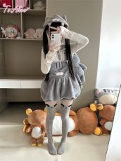 画像10: 【To Alice】C8695 オリジナルネコちゃんもこもこサロペットパンツ【本店・通販限定】 (10)