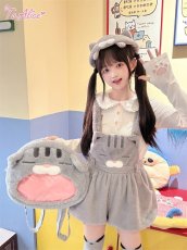 画像3: 【To Alice】C8695 オリジナルネコちゃんもこもこサロペットパンツ【本店・通販限定】 (3)