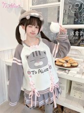 画像2: 【送料無料】C8710 オリジナルネコちゃん裏起毛トップス《予約限定》 (2)