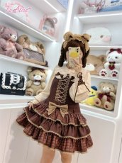 画像6: 【送料無料】C8741ミルクチョコレートティアードサロペットスカート《予約受付》 (6)
