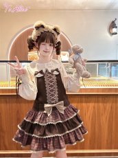 画像17: 【To Alice】C8741 ミルクチョコレートティアードサロペットスカート (17)