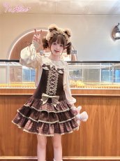 画像18: 【To Alice】C8741 ミルクチョコレートティアードサロペットスカート (18)