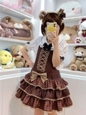 画像16: 【送料無料】C8741ミルクチョコレートティアードサロペットスカート《予約受付》 (16)