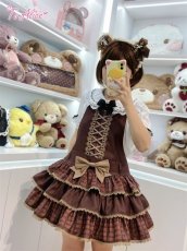 画像15: 【送料無料】C8741ミルクチョコレートティアードサロペットスカート《予約受付》 (15)