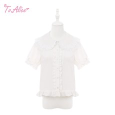 画像1: 【送料無料】C8750 たっぷりフリル襟の半袖ブラウス《予約限定》【計5000円以上】 (1)