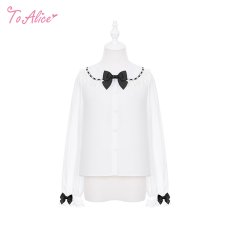 画像1: 【ToAlice】C8769 はしごレースリボンブラウス (1)