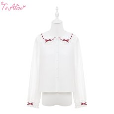 画像1: 【送料無料】C8772 はしごレースリボン長袖ブラウス《予約受付》 (1)