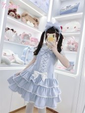 画像3: 【ToAlice】C8778 お人形さんティアードサロペットスカート (3)