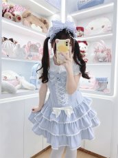 画像4: 【ToAlice】C8778 お人形さんティアードサロペットスカート (4)