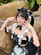 画像5: 【送料無料】C8805 黒猫メイドオフショルビキニ《予約限定》 (5)