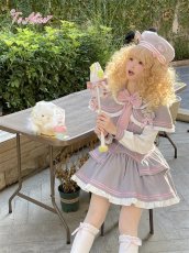 画像4: 【送料無料】C8820ダブルラインケープ風ワンピース《予約受付》 (4)