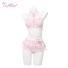 画像1: 【送料無料】C8858 ストロベリー×ギンガムチェックビキニ《予約受付》 (1)