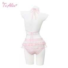 画像2: 【送料無料】C8858 ストロベリー×ギンガムチェックビキニ《予約受付》 (2)