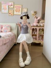 画像6: 【送料無料】C8869グレーネコちゃんフリルキャミトップス《予約限定》【計5000円以上】 (6)