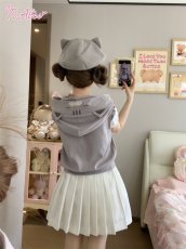 画像11: 【送料無料】C8868グレーネコちゃん半袖パーカー《予約限定》 (11)